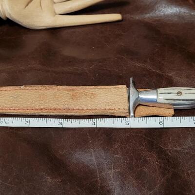 Lot 90: Vintage Handcrafted Made in Mexico Boot or Belt Dagger Knife w/ Leather Sheath