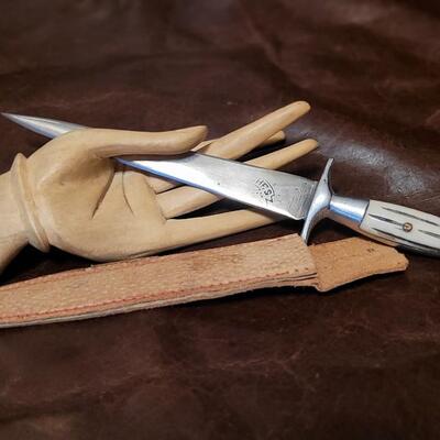 Lot 90: Vintage Handcrafted Made in Mexico Boot or Belt Dagger Knife w/ Leather Sheath