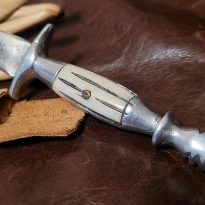 Lot 90: Vintage Handcrafted Made in Mexico Boot or Belt Dagger Knife w/ Leather Sheath