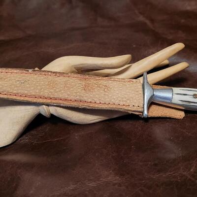 Lot 90: Vintage Handcrafted Made in Mexico Boot or Belt Dagger Knife w/ Leather Sheath