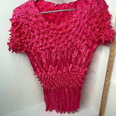 Ladies top, vintage brush and mirror and Anri Carved Monk Brush
