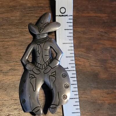 Lot 92: Vintage 1940's Bell Trading Post Cowboy Brooch