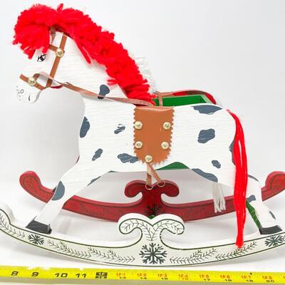 FESTIVE WOODEN ROCKING HORSE W/ PLANTER/BOX