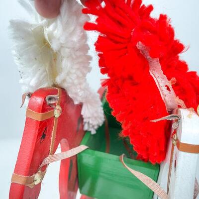 FESTIVE WOODEN ROCKING HORSE W/ PLANTER/BOX
