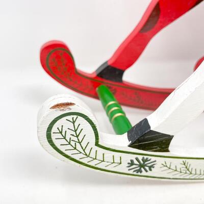 FESTIVE WOODEN ROCKING HORSE W/ PLANTER/BOX