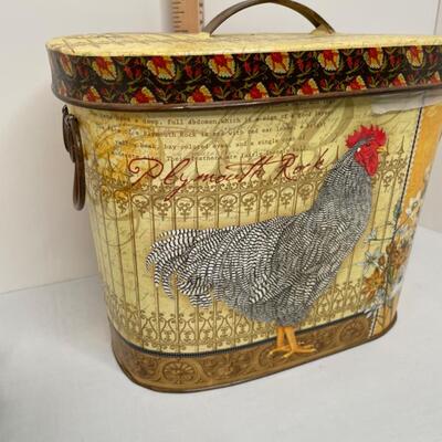 Antique Key, chicken bucket, crystal rectangle dish, Asian plant with metal leaves