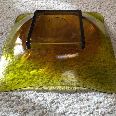 Amber & Green Colored Glass Dish (Table Decor) (LR - KM)