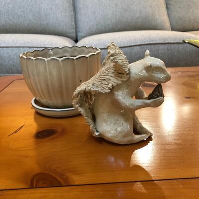 White Squirrel Pottery Piece & Flower Pot (LR - KM)