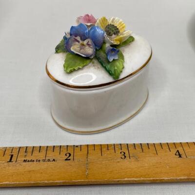 Box with lid, large and small trinket boxes, dish, new wash cloth bunny