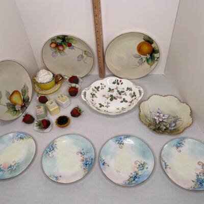 Assorted Plates and faux petit fours and sweets