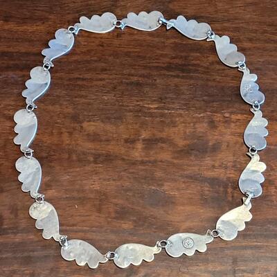 Lot 96: Vintage Mexican D.F. (Mexico City) Inlayed Sterling Necklace and Bracelet Set Signed J.R.