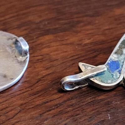 Lot 96: Vintage Mexican D.F. (Mexico City) Inlayed Sterling Necklace and Bracelet Set Signed J.R.