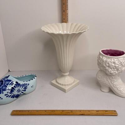 Lenox vase, ceramic boot, Dutch ceramic shoe