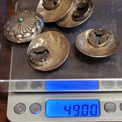 Lot 98: Vintage Native American 1.5" Turquois and Sterling Silver Button Covers