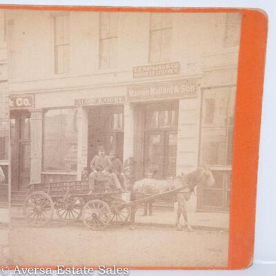 STEREOVIEW - HORSE and WAGON STREET SCENE