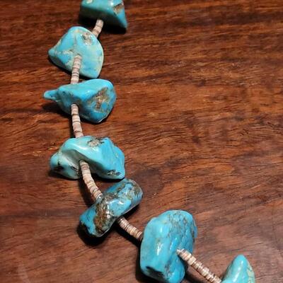 Lot 101: Beautiful Santo Domingo Kewa Pueblo Royston Turquoise and Shell Heishi Bead Necklace