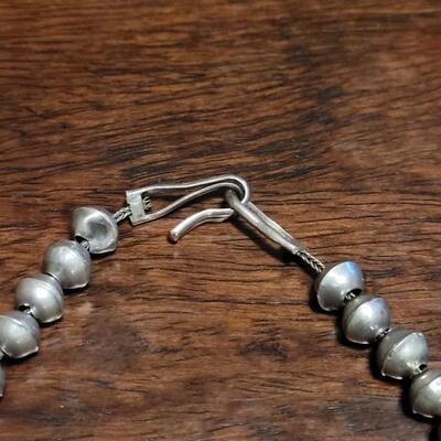 Lot 102: Vintage Navajo Sterling Stamped Graduated Beaded Necklace