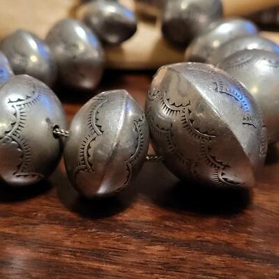 Lot 102: Vintage Navajo Sterling Stamped Graduated Beaded Necklace