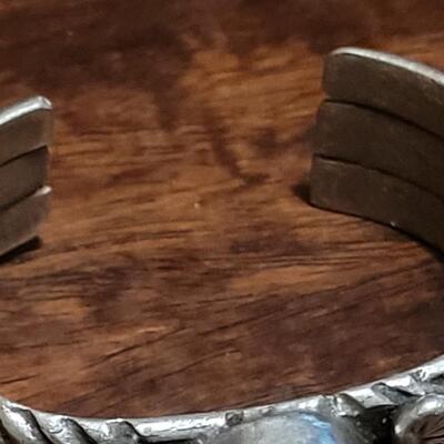 Lot 103: Old Pawn Navajo Heavy Silver & Royston Turquoise Cuff Bracelet