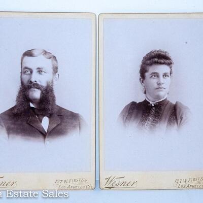 PAIR OF CABINET PHOTOS - WIFE and BEARDED HUSBAND!