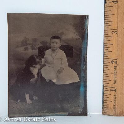 TINTYPE - A BOY AND HIS DOG...