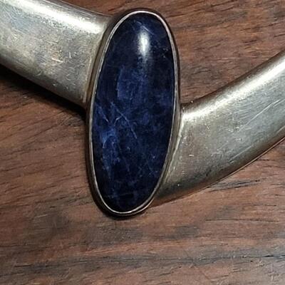 Lot 112: Vintage TAXCO Hinged Sterling & Lapis Necklace and Bracelet Set