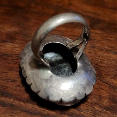 Lot 113: Vintage TAXCO Sterling & Large Black Onyx Ring