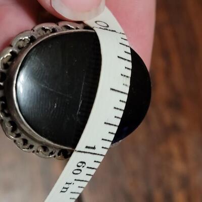 Lot 113: Vintage TAXCO Sterling & Large Black Onyx Ring