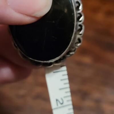 Lot 113: Vintage TAXCO Sterling & Large Black Onyx Ring