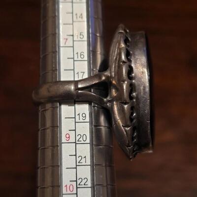 Lot 113: Vintage TAXCO Sterling & Large Black Onyx Ring