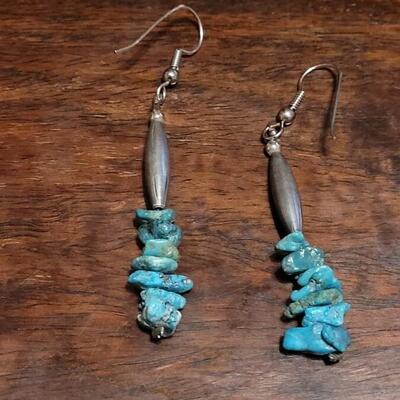 Lot 120: (2) Pairs of Earrings- Sterling & Turquoise