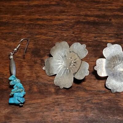 Lot 120: (2) Pairs of Earrings- Sterling & Turquoise