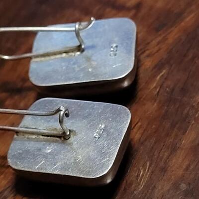 Lot 121: Vintage Sterling & Black Onyx Earrings & Slider Pendant