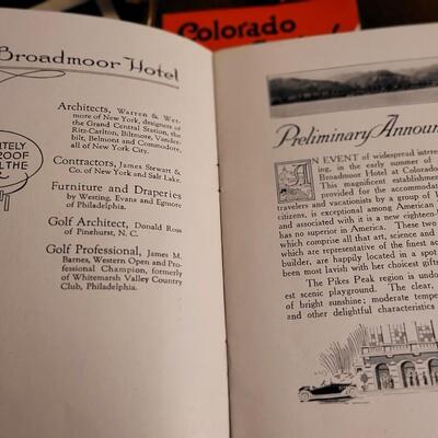 Lot 125: (3) Antique BROADMOOR HOTEL Advertising Travel Brochures w/ Opening Night Pamphlet