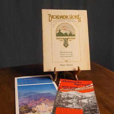 Lot 125: (3) Antique BROADMOOR HOTEL Advertising Travel Brochures w/ Opening Night Pamphlet