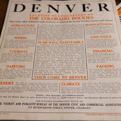 Lot 129: (4) Antique Assorted DENVER COLORADO Advertising Travel Brochures