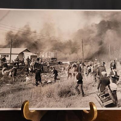 Lot 130: (2) 1927 Historic Photographs of Military Barracks Fire