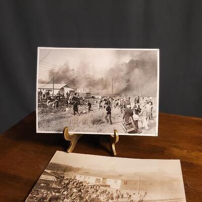 Lot 130: (2) 1927 Historic Photographs of Military Barracks Fire