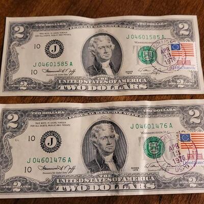 Lot 134: Group of (5) 1976 1st day Issue $2 Bills w/ Fort Collins Postmark & Stamp