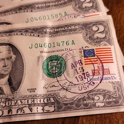 Lot 134: Group of (5) 1976 1st day Issue $2 Bills w/ Fort Collins Postmark & Stamp