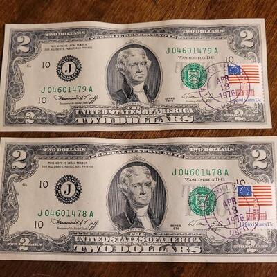 Lot 135: (5) 1976 1st Day of Issue $2 Bills w/ Fort Collins Postmark & Stamp