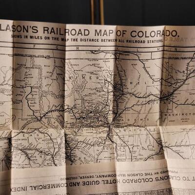 Lot 145: Antique 1909 CLASON'S COLORADO Hotel Guide and Commercial Index w/ Fold Out RAILROAD SYSTEM MAP