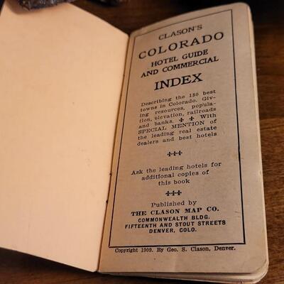 Lot 145: Antique 1909 CLASON'S COLORADO Hotel Guide and Commercial Index w/ Fold Out RAILROAD SYSTEM MAP