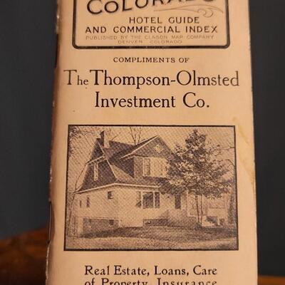 Lot 145: Antique 1909 CLASON'S COLORADO Hotel Guide and Commercial Index w/ Fold Out RAILROAD SYSTEM MAP
