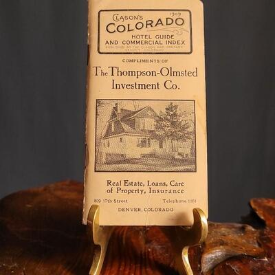 Lot 145: Antique 1909 CLASON'S COLORADO Hotel Guide and Commercial Index w/ Fold Out RAILROAD SYSTEM MAP