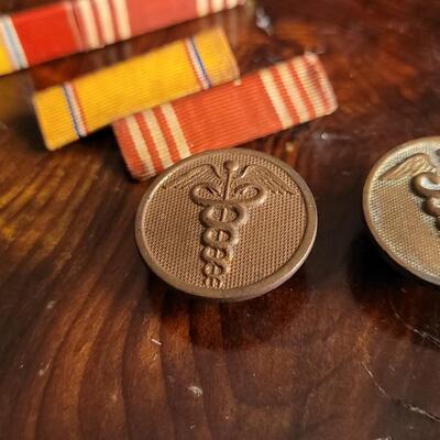 Lot 148: Vintage U.S. Military Pin Assortment (Medical Corps + Officer Stripes)