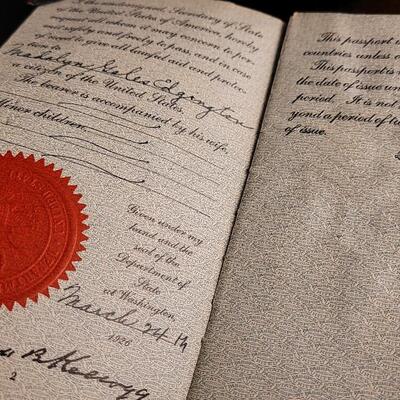 Lot 149: Antique U.S. Passport w/ Photos, Stamps