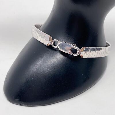 STERLING 925 DOMED OMEGA BRACELET - ITALY