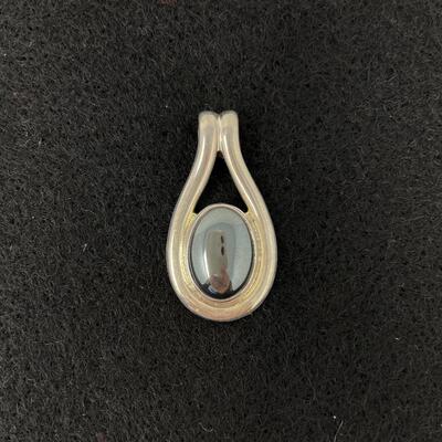 STERLING 925 & HEMATITE TEARDROP PENDANT