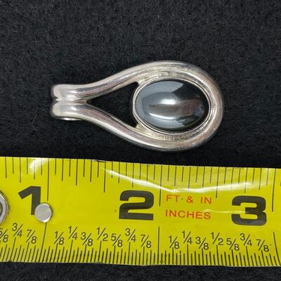 STERLING 925 & HEMATITE TEARDROP PENDANT